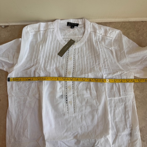 J Crew White Pintuck Lace Trim Cotton Voile Peasant Top Women Size L Long Sleeve - Picture 5 of 11